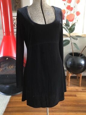 Vintage Express Velvet 90s Skater Dress U-Neck Empire Waist Whismigoth sz 7/8